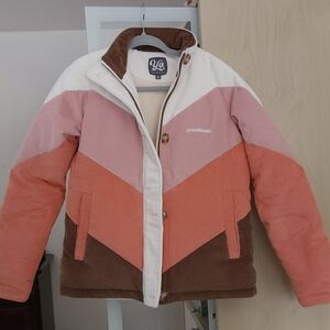 Yo Colorado WARM down fill Women's Corduroy Jacket - Chevron Pink Orange Brown